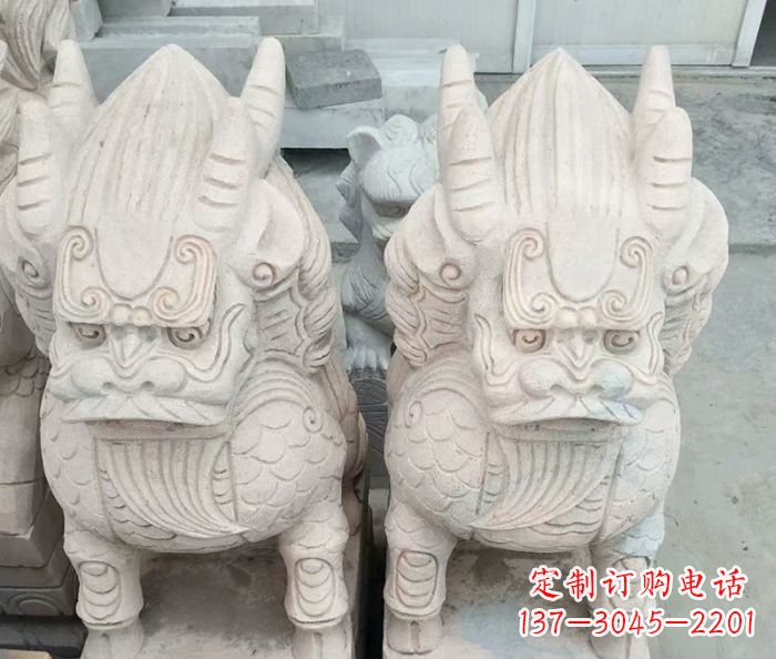 张掖品质卓越的大理石麒麟古兽雕塑