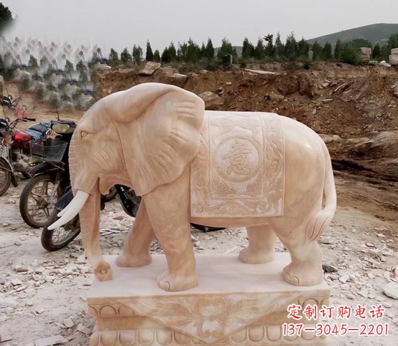张掖优雅大象大理石雕塑