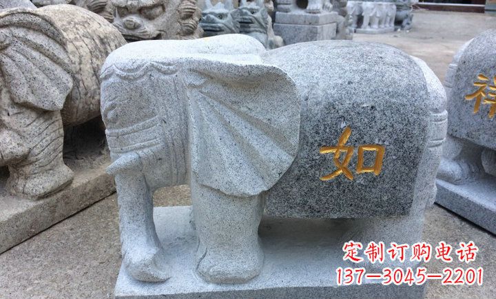 张掖精美大理石石象雕塑