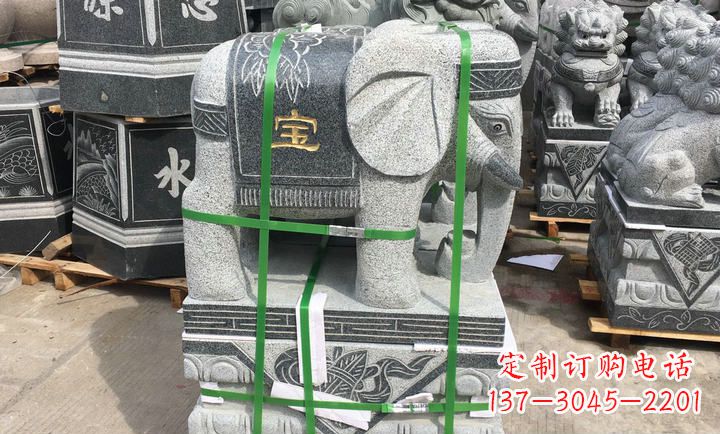 张掖大理石大象门口石雕