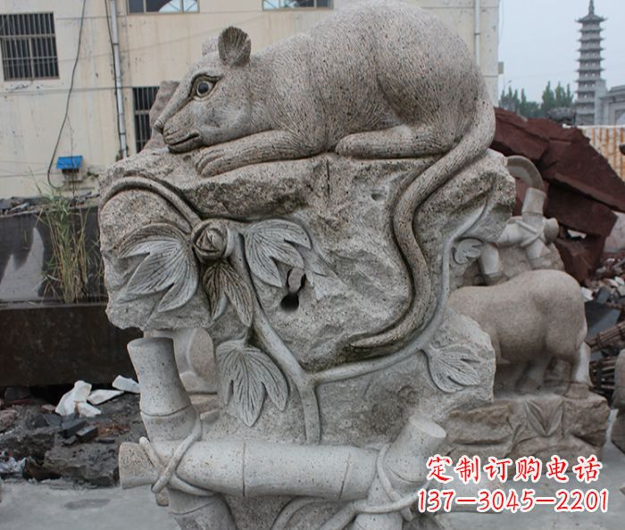 张掖大理石生肖鼠石雕
