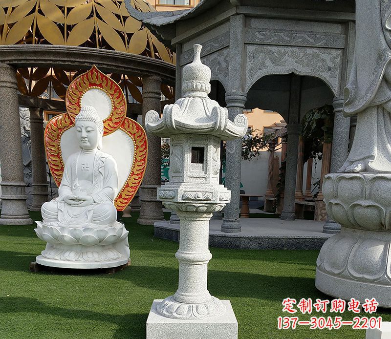 张掖独特的大理石石灯笼寺庙石雕