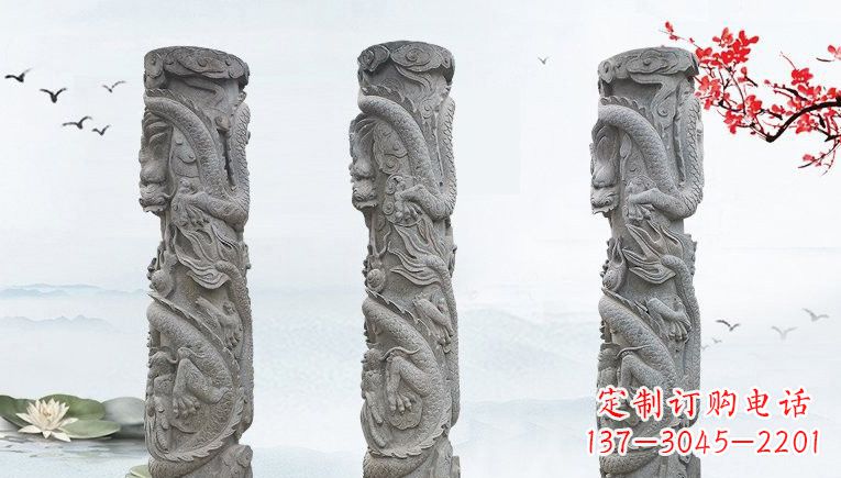 张掖精美大理石龙柱雕塑