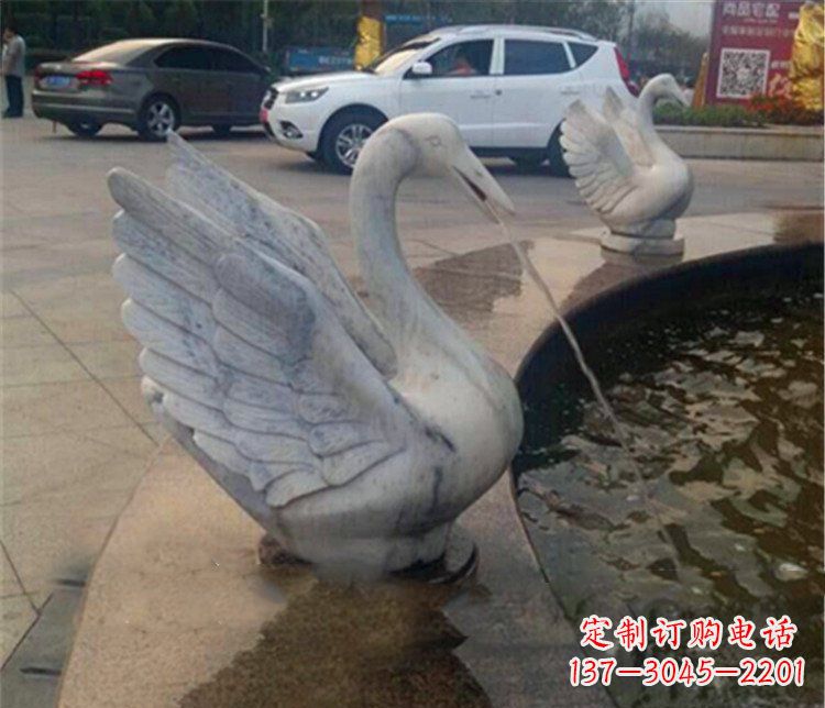 张掖大理石天鹅喷泉石雕