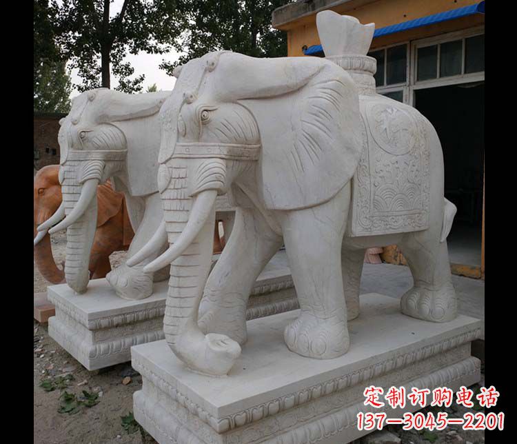 张掖大理石大象雕塑,招财进宝