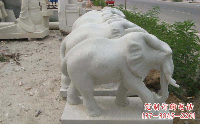 张掖大理石小象公园动物石雕