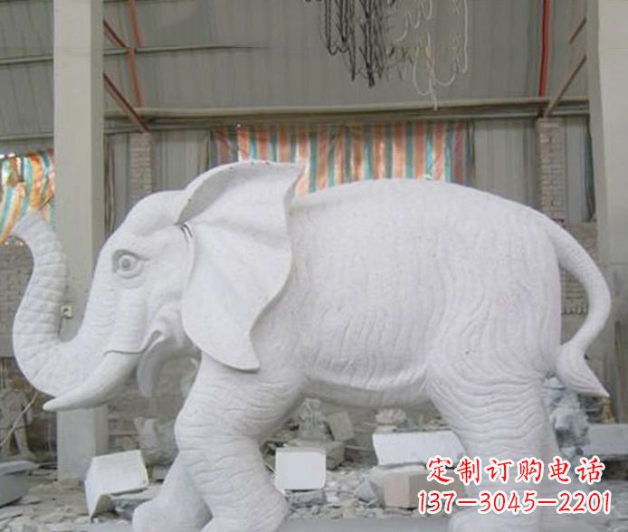 张掖象征财富的大理石招财大象雕塑