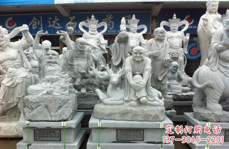 张掖大理石坐式罗汉禅修雕塑