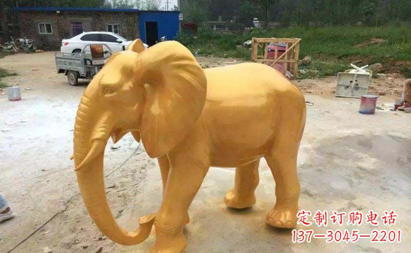 张掖精美的大象玻璃钢仿铜雕塑