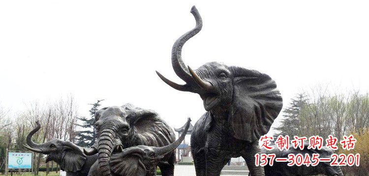 张掖大象群铜雕景观