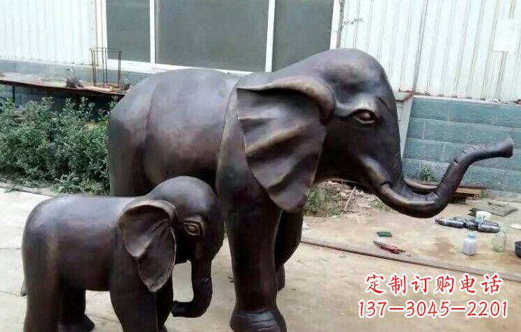 张掖大象母子铜雕塑