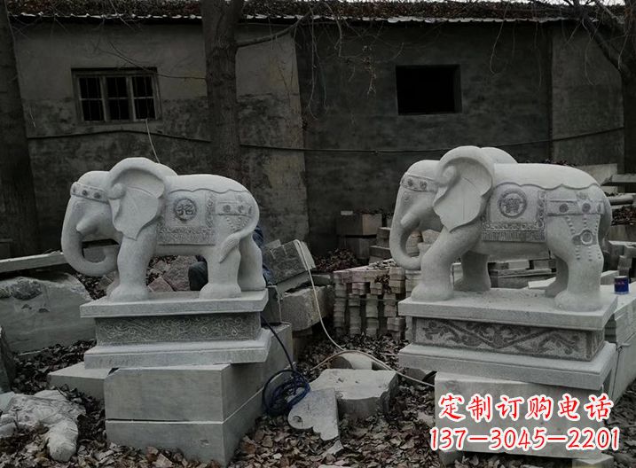 张掖大象石雕摆件