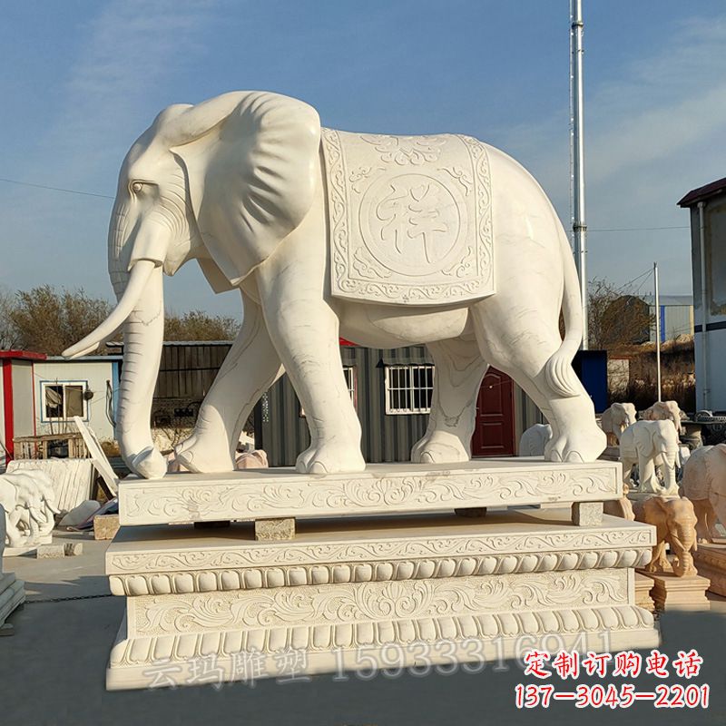 张掖精致大象石雕雕塑