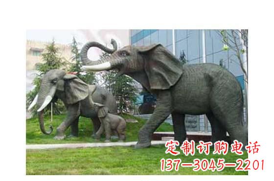 张掖精美铜雕大象一家三口