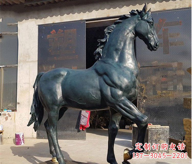 张掖大型公园铸铜马雕塑 (2)