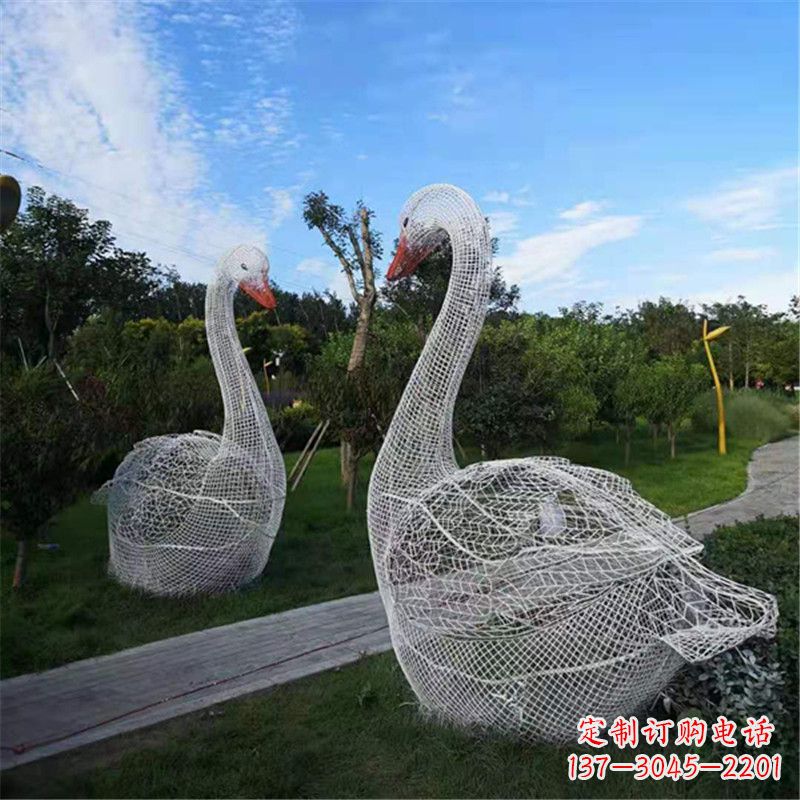 张掖梦幻般的大型网格天鹅景观动物雕塑