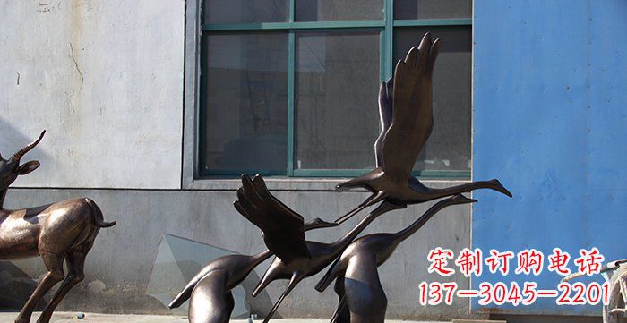 张掖大雁飞翔铸铜动物铜雕