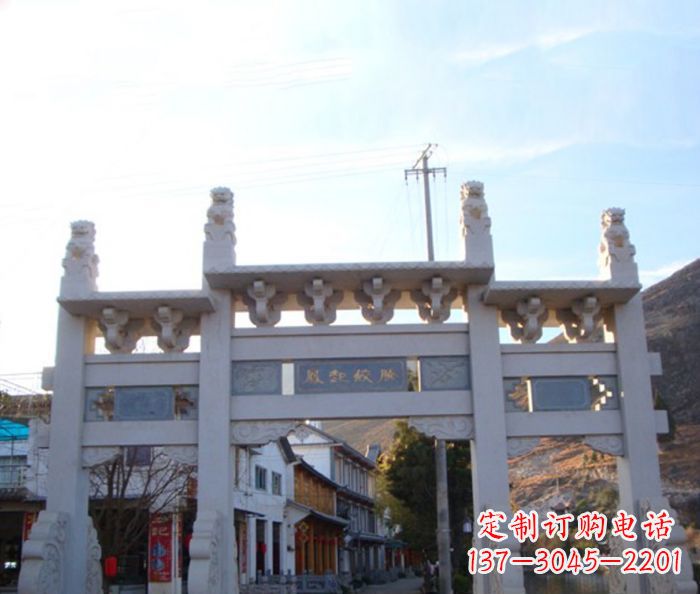 张掖领雕塑 - 三门石牌坊雕塑