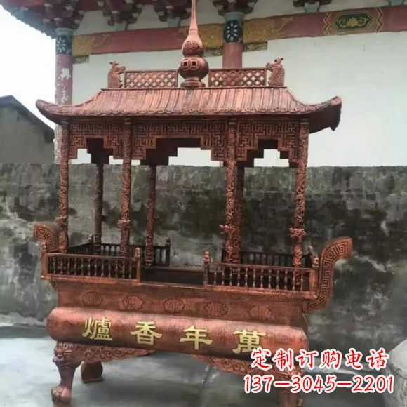 张掖雕刻蝙蝠铜香炉