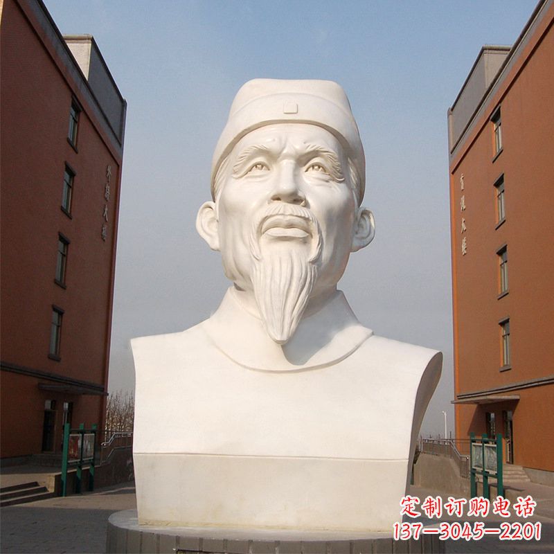 张掖杜甫石雕像-学校校园历史名人唐代著名诗人头像