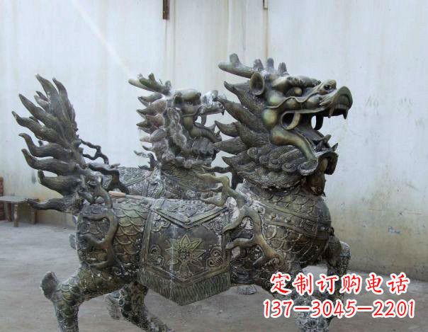 张掖精致手工铜麒麟雕塑