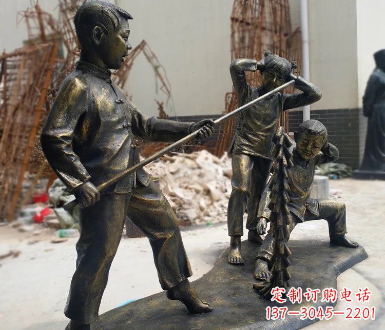 张掖儿童放鞭炮庭院景观铜雕塑