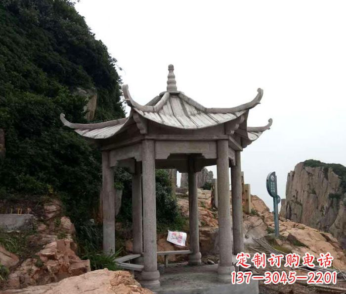 张掖风格独特的仿古凉亭石雕