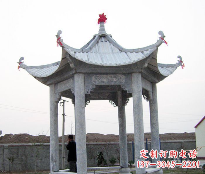 张掖仿古六角石凉亭雕塑