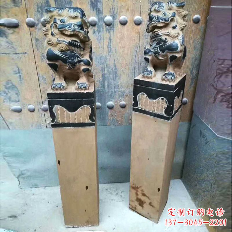 张掖精美狮子雕塑 拴马桩