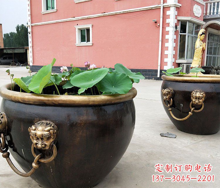 张掖精美铜雕狮子头水缸