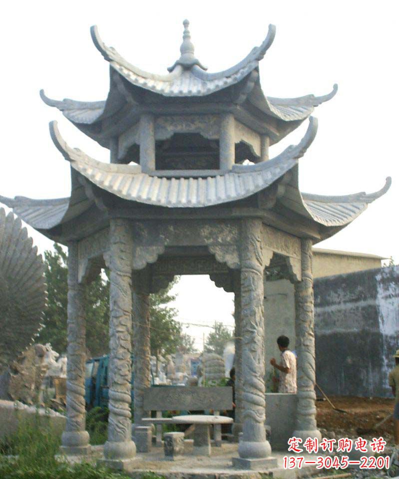 张掖传统工艺石雕凉亭,精美细致,给你温馨家园