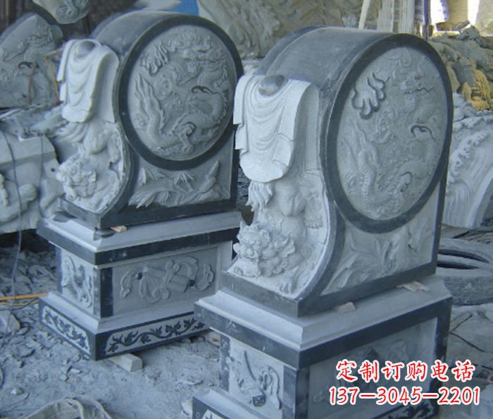 张掖仿古石门墩招财抱鼓石雕塑