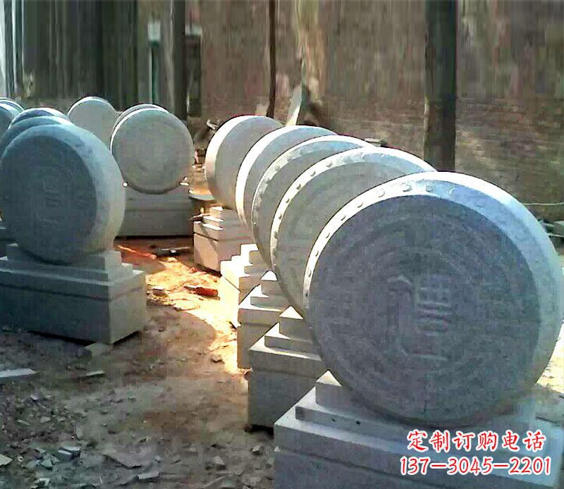 张掖仿古石门墩招财抱鼓石雕