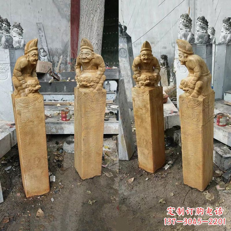 张掖经典仿古拴马桩雕塑