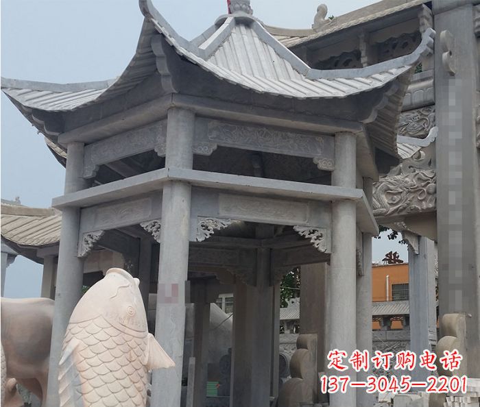 张掖精美仿古双层石雕凉亭