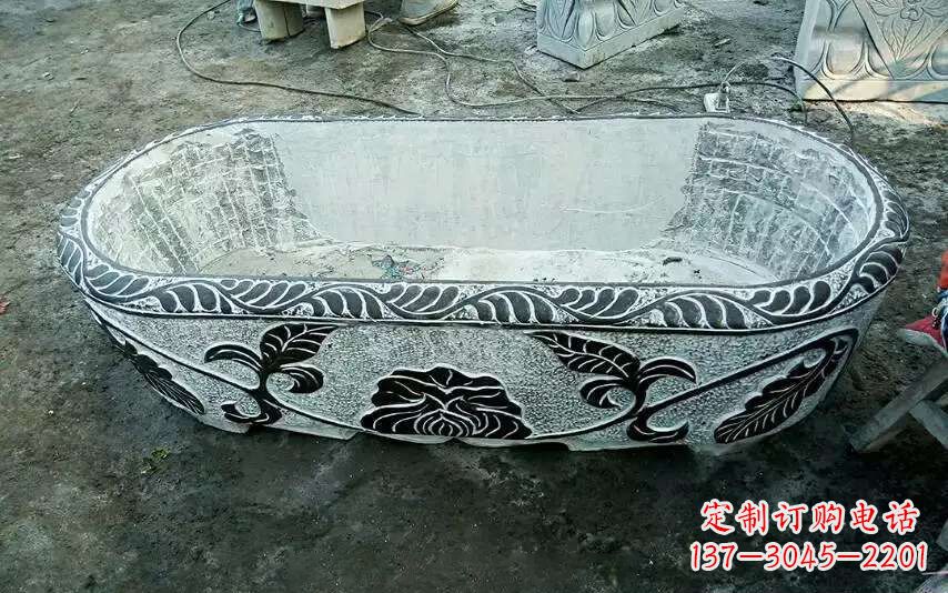 张掖风格独特的仿古石头水缸雕塑