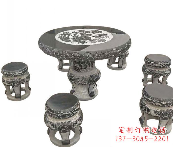 张掖仿古圆形石桌凳