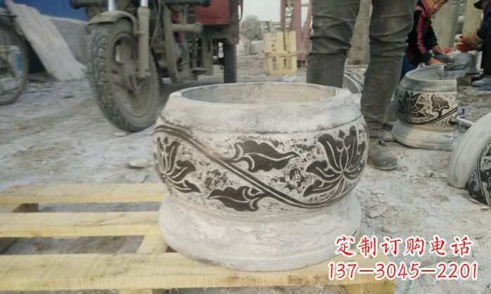 张掖仿古圆形水缸石雕 (4)