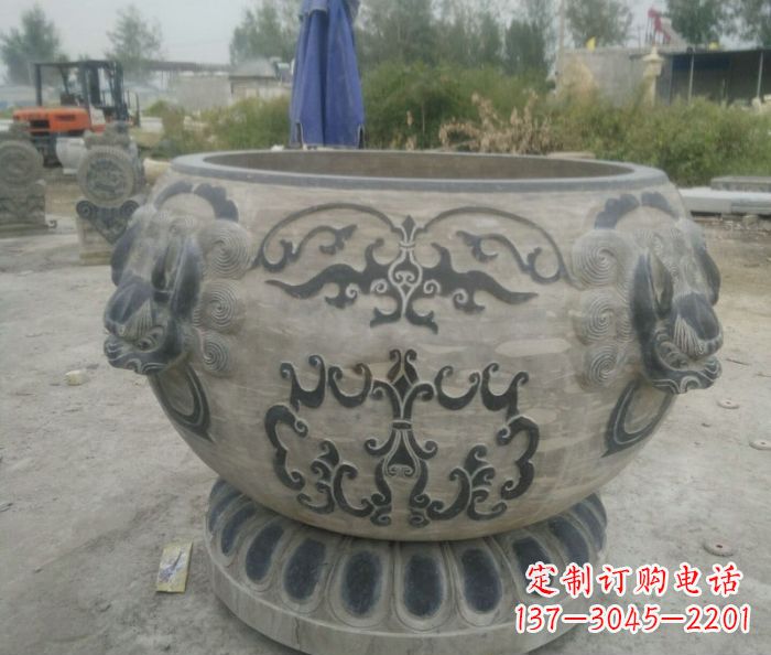张掖仿古圆形水缸石雕 (3)