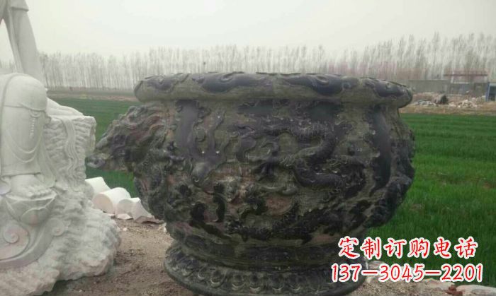 张掖仿古圆形水缸石雕 (2)