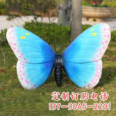 张掖蓝白色款蝴蝶雕塑·35x65x42”