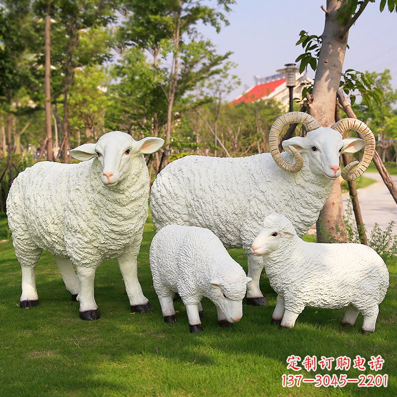 张掖乡村绵羊雕塑 – 农家院庭院仿真动物摆件