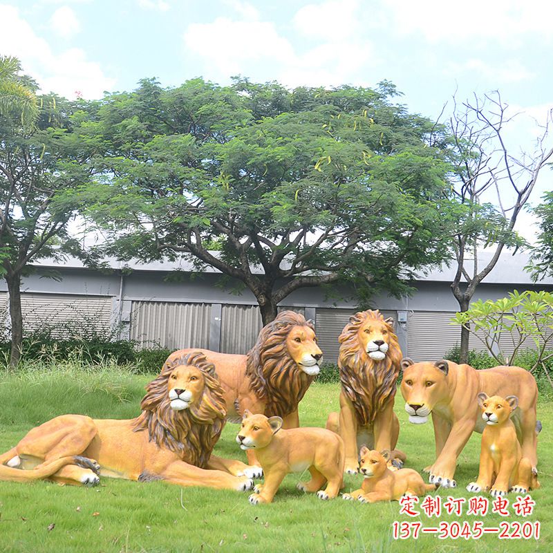 张掖精美玻璃钢狮子雕塑