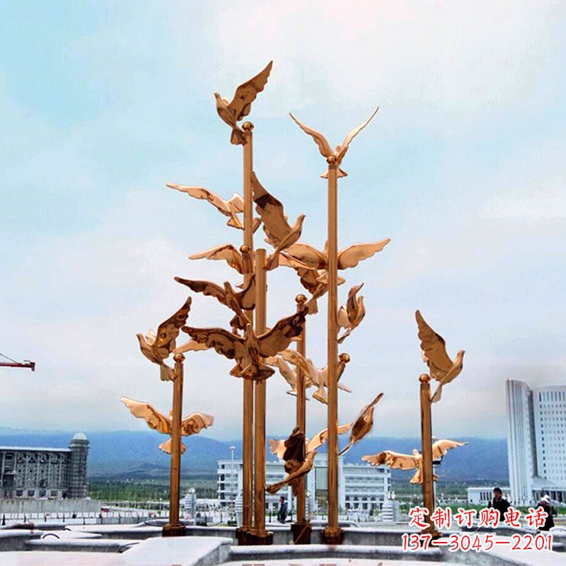 张掖中领雕塑传承祥和和平的和平鸽雕塑