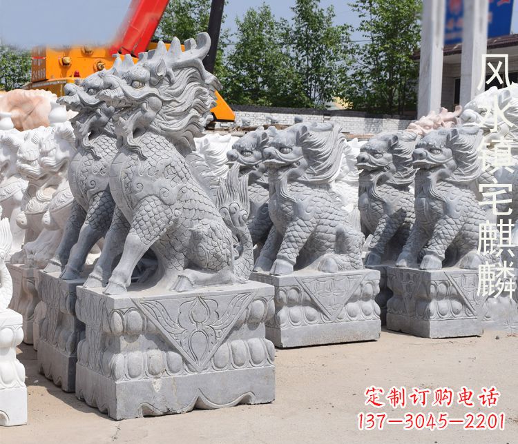 张掖精雕细琢的麒麟石雕