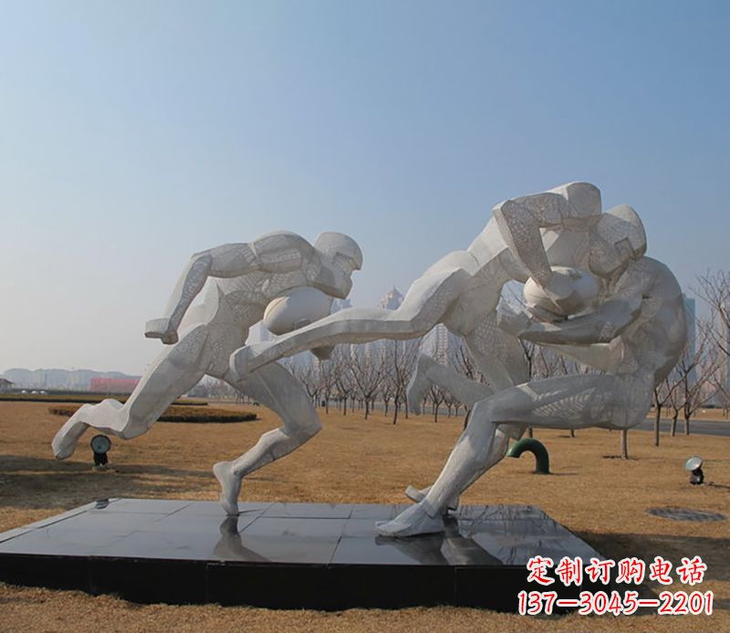 张掖不锈钢橄榄球体育雕塑