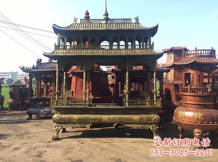 张掖高浮雕螭龙纹铜香炉