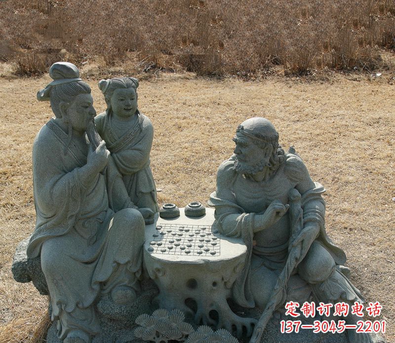 张掖八仙下棋铜雕塑