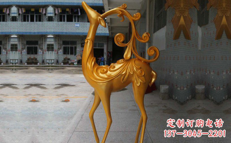 张掖玻璃钢小鹿雕塑,装饰公园美景