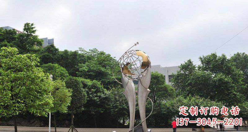 张掖中领雕塑精致大气的不锈钢地球雕塑
